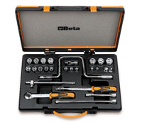 Click for a larger picture of 910A/C17 Handle and Socket Set w/Case, 3/8" Drive, Metric