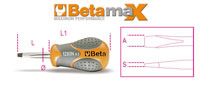 Click for a larger picture of Beta Tools 1290N Flat Blade Screwdriver, Short, 1.2 x 6.5mm