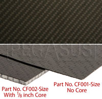 Large photo of Carbon Fiber Sheet, Non-Cored, 1/32 inch nominal thickness, Pegasus Part No. CF001-Size