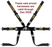 Click for a larger picture of Sabelt Steel S622 Formula 2x2 FIA Harness, Sewn Loop PU, BLK