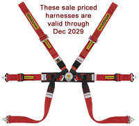 Click for a larger picture of Sabelt Steel S622 Formula 2x2 FIA Harness, Sewn Loop PU, Red