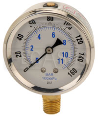 Large photo of Liquid Filled Pressure Gauge for Canton Accusump, Pegasus Part No. CM 24-500