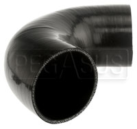 Click for a larger picture of Black Silicone Hose, 4.00" I.D. 135 degree Elbow, 4" Legs