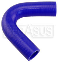 Click for a larger picture of Blue Silicone Hose, 1 1/8" I.D. 135 degree Elbow, 4" Legs