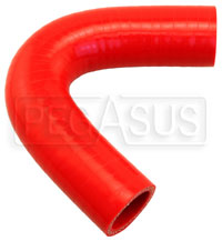 Click for a larger picture of Red Silicone Hose, 1 1/8" I.D. 135 degree Elbow, 4" Legs