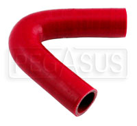 Click for a larger picture of Red Silicone Hose, 1 1/8" I.D. 135 degree Elbow, 4" Legs