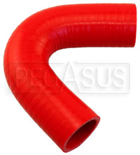 Click for a larger picture of Red Silicone Hose, 1 3/8" I.D. 135 degree Elbow, 4" Legs