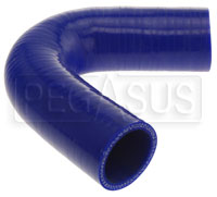 Click for a larger picture of Blue Silicone Hose, 1 3/8" I.D. 135 degree Elbow, 4" Legs