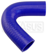 Click for a larger picture of Blue Silicone Hose, 1 1/2" I.D. 135 degree Elbow, 4" Legs