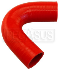 Click for a larger picture of Red Silicone Hose, 1 1/2" I.D. 135 degree Elbow, 4" Legs