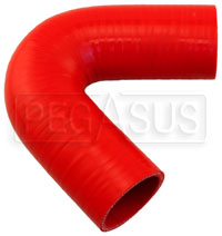 Click for a larger picture of Red Silicone Hose, 1 5/8" I.D. 135 degree Elbow, 4" Legs