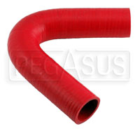 Click for a larger picture of Red Silicone Hose, 1 5/8" I.D. 135 degree Elbow, 4" Legs