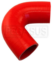 Click for a larger picture of Red Silicone Hose, 2 1/4" I.D. 135 degree Elbow, 4" Legs