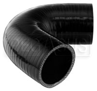 Click for a larger picture of Black Silicone Hose, 2 3/8" I.D. 135 degree Elbow, 4" Legs