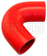Click for a larger picture of Red Silicone Hose, 2 3/8" I.D. 135 degree Elbow, 4" Legs