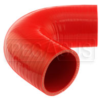 Click for a larger picture of Red Silicone Hose, 2 3/8" I.D. 135 degree Elbow, 4" Legs