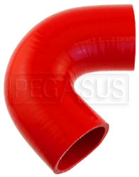 Click for a larger picture of Red Silicone Hose, 2 1/2" I.D. 135 degree Elbow, 4" Legs