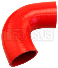Click for a larger picture of Red Silicone Hose, 2 3/4" I.D. 135 degree Elbow, 4" Legs