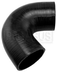 Click for a larger picture of Black Silicone Hose, 3.00" I.D. 135 degree Elbow, 4" Legs