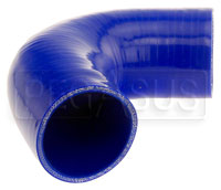 Click for a larger picture of Blue Silicone Hose, 3.00" I.D. 135 degree Elbow, 4" Legs