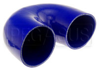 Click for a larger picture of Blue Silicone Hose, 4.00" I.D. 180 degree Elbow, 4" Legs