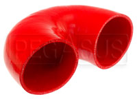 Click for a larger picture of Red Silicone Hose, 4.00" I.D. 180 degree Elbow, 4" Legs