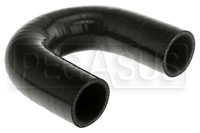 Click for a larger picture of Black Silicone Hose, 1 1/8" I.D. 180 degree Elbow, 4" Legs