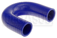 Click for a larger picture of Blue Silicone Hose, 1 1/8" I.D. 180 degree Elbow, 4" Legs