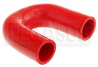 Click for a larger picture of Red Silicone Hose, 1 1/8" I.D. 180 degree Elbow, 4" Legs