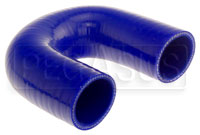 Click for a larger picture of Blue Silicone Hose, 1 1/2" I.D. 180 degree Elbow, 4" Legs