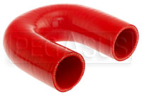 Click for a larger picture of Red Silicone Hose, 1 1/2" I.D. 180 degree Elbow, 4" Legs