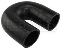 Click for a larger picture of Black Silicone Hose, 2.00" I.D. 180 degree Elbow, 4" Legs