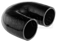Click for a larger picture of Black Silicone Hose, 2 3/8" I.D. 180 degree Elbow, 4" Legs