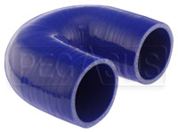 Click for a larger picture of Blue Silicone Hose, 2 3/8" I.D. 180 degree Elbow, 4" Legs