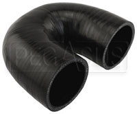 Click for a larger picture of Black Silicone Hose, 2 1/2" I.D. 180 degree Elbow, 4" Legs
