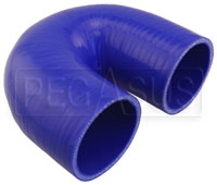 Click for a larger picture of Blue Silicone Hose, 2 1/2" I.D. 180 degree Elbow, 4" Legs