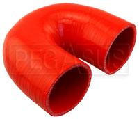 Click for a larger picture of Red Silicone Hose, 2 1/2" I.D. 180 degree Elbow, 4" Legs