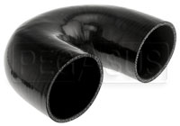 Click for a larger picture of Black Silicone Hose, 3 1/4" I.D. 180 degree Elbow, 4" Legs