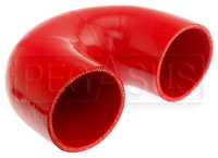 Click for a larger picture of Red Silicone Hose, 3 1/4" I.D. 180 degree Elbow, 4" Legs