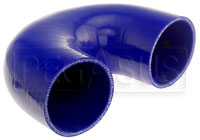 Click for a larger picture of Blue Silicone Hose, 3 1/2" I.D. 180 degree Elbow, 4" Legs