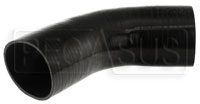 Click for a larger picture of Black Silicone Hose, 4.00" I.D. 45 degree Elbow, 6" Legs