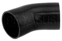 Click for a larger picture of Black Silicone Hose, 4.00" I.D. 45 degree Elbow, 4" Legs
