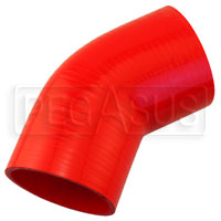 Click for a larger picture of Red Silicone Hose, 4.00" I.D. 45 degree Elbow, 4" Legs