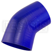 Click for a larger picture of Blue Silicone Hose, 4 1/2" I.D. 45 degree Elbow, 4" Legs