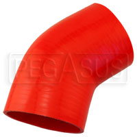 Click for a larger picture of Red Silicone Hose, 4 1/2" I.D. 45 degree Elbow, 4" Legs