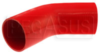Click for a larger picture of Red Silicone Hose, 4 1/2" I.D. 45 degree Elbow, 6" Legs