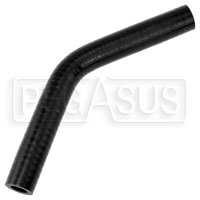 Click for a larger picture of Black Silicone Hose, 1/2" I.D. 45 degree Elbow, 4" Legs