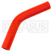 Click for a larger picture of Red Silicone Hose, 5/8" I.D. 45 degree Elbow, 4" Legs