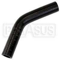 Click for a larger picture of Black Silicone Hose, 3/4" I.D. 45 degree Elbow, 4" Legs