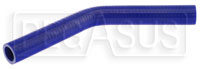Click for a larger picture of Blue Silicone Hose, 7/8" I.D. 45 degree Elbow, 6" Legs